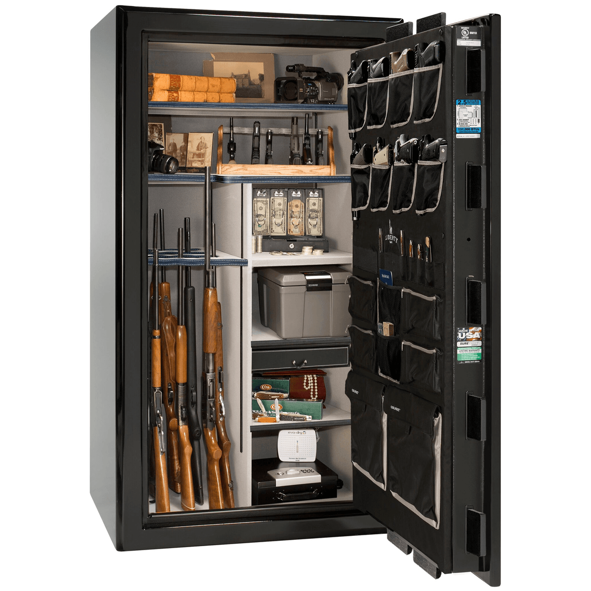 Presidential Series | Level 8 Security | 2.5 Hours Fire Protection | 40 | Dimensions: 66.5&quot;(H) x 36.25&quot;(W) x 32&quot;(D) | Black Gloss | Chrome Hardware | Mechanical Lock