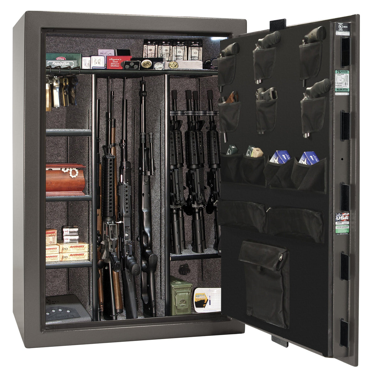 Fatboy Jr. Series | 48XT | Level 4 Security | 75 Minute Fire Protection | Dimensions: 60.5&quot;(H) x 42&quot;(W) x 22&quot;(D) | Up to 48 Long Guns | Gray Marble | Electronic Lock