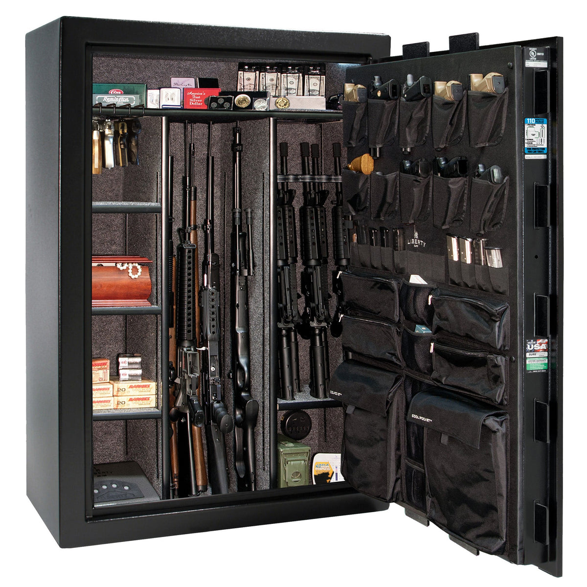Fatboy Series | 64XT | Level 5 Security | 110 Minute Fire Protection | Dimensions: 60.5&quot;(H) x 42&quot;(W) x 27.5&quot;(D) | Up to 60 Long Guns | Black Textured | Mechanical Lock