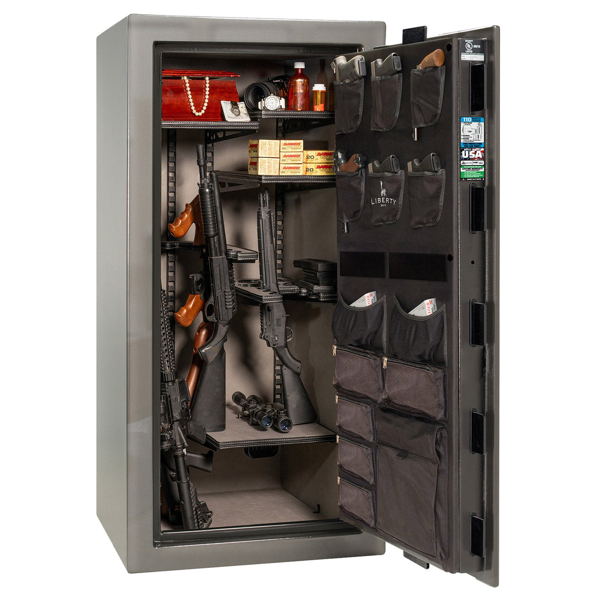 Franklin Series | Level 5 Security | 110 Minute Fire Protection | 29 | DIMENSIONS: 60.5&quot;(H) X 30&quot;(W) X 27.5&quot;(D*) | Gray Gloss | ProFlex Modular Shelving – Open Door Empty